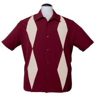 Steady Clothing Vintage Bowling Shirt - Diamond Duo Burgundy S