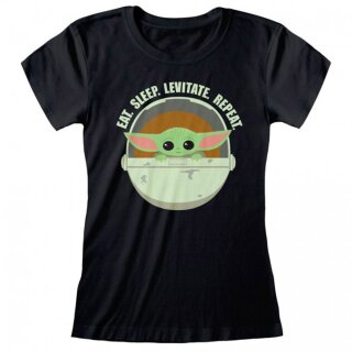 Star Wars: La camiseta de las damas de Mandalorian - Eat Sleep Levitate
