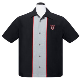 Chemise de Bowling Vintage Steady Clothing - V8 Piped Noir