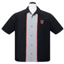 Steady Clothing Vintage Bowling Shirt - V8 Piped Schwarz