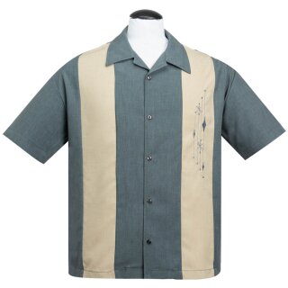 Steady Clothing Vintage Bowling Shirt - Mid Century Grau