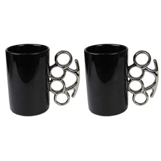 Ceramic Mug - Knuckleduster Black Set of 2