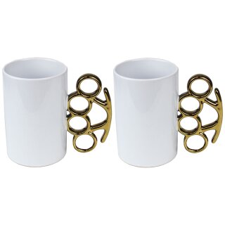 Ceramic Mug - Knuckleduster White Set of 2