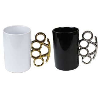 Ceramic Mug - Knuckleduster Set of 2 Black & White