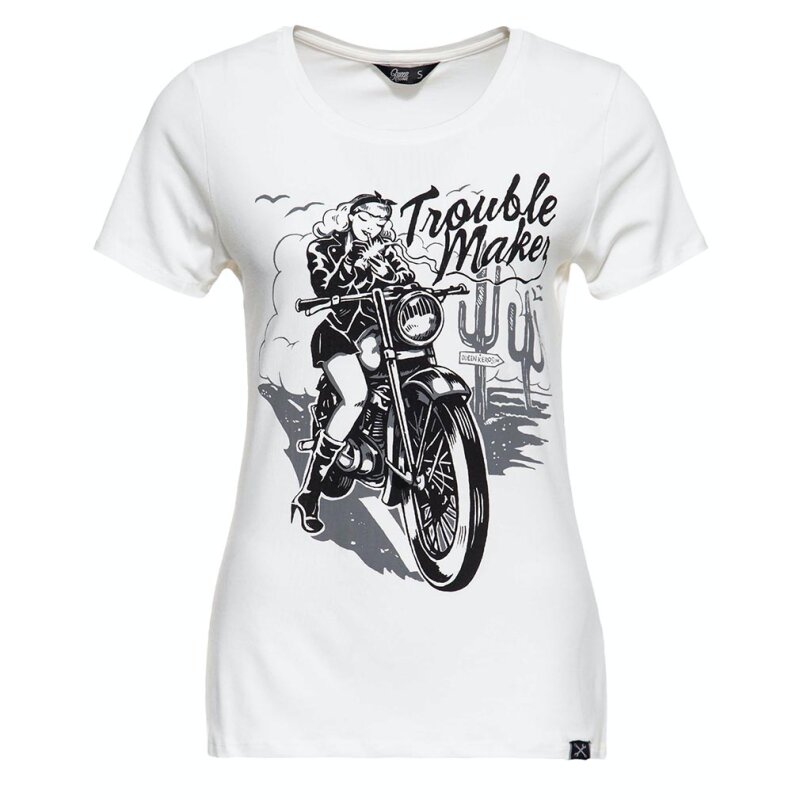 Queen Kerosin T-Shirt - Trouble Maker Weiß