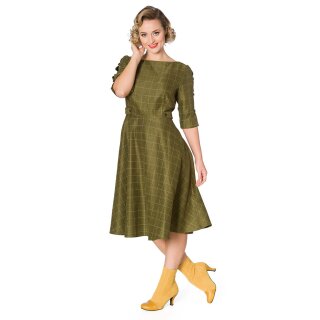 Banned Retro Vintage Kleid - Cheeky Check Khaki S