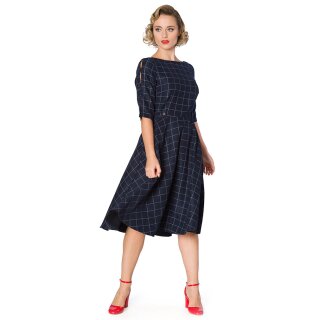 Banned Retro Vintage Kleid - Cheeky Check Navy L