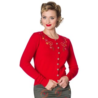 Banned Retro Cardigan - Winter Leaves Rosso