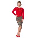 Banned Retro Cardigan - Winter Leaves Red