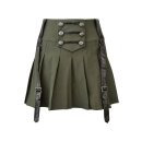 Killstar Pleated Mini Skirt - Dark Academy Khaki
