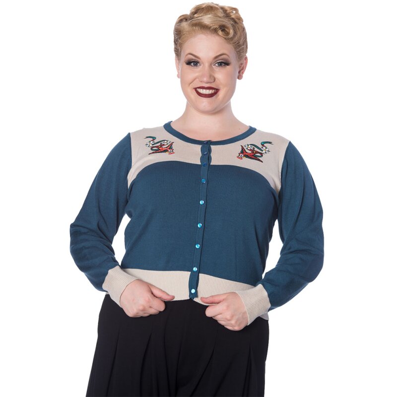 Banned Retro Cardigan - Young Love Türkis L