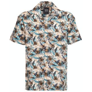 King Kerosin Camisa hawaiana - Hibiscus Beige XL