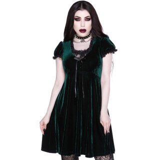 Killstar Velvet Babydoll Dress - Heather Emerald XS