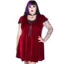 Killstar Velvet Babydoll Dress - Heather Ruby XS