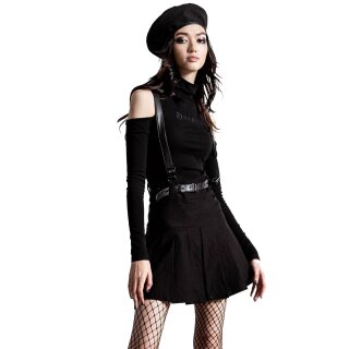Killstar Pleated Mini Skirt - Shadows Suspender Black 4XL