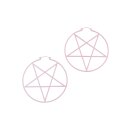 Killstar XXL Earrings - Pentagram Hoop Pastel Pink