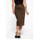 Queen Kerosin Pencil Skirt - Leopard Denim