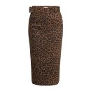Queen Kerosin Pencil Skirt - Leopard Denim 3XL