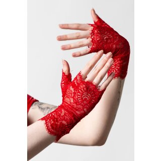 Killstar Spitze Handschuhe - Embrace The Night Scarlet